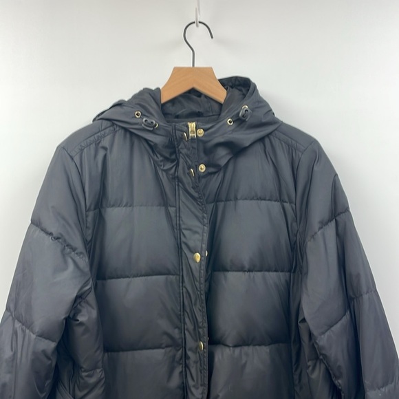 J. Crew Mercantile Belted Quilted Long Puffer Coat Winter Jacket Black 2X - Picture 3 of 8